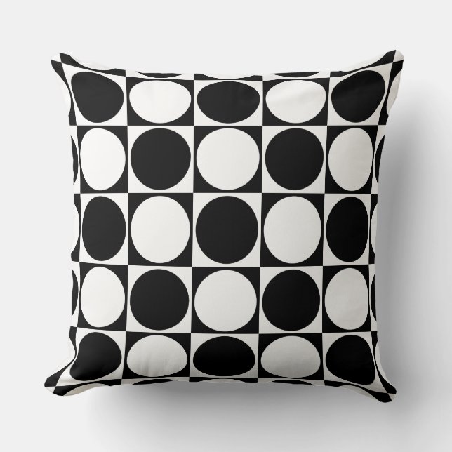 Black&White Squares&Circles Design Cushion (Front)