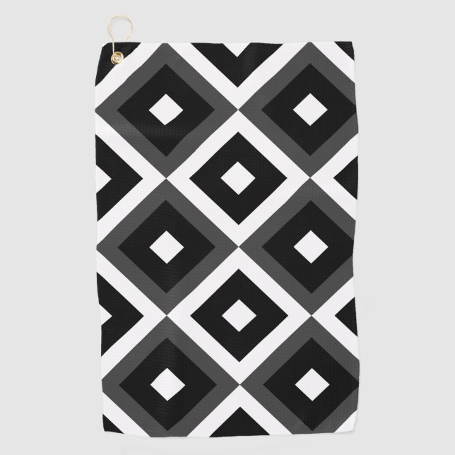 Black & White Squares Golf Towel (Front)