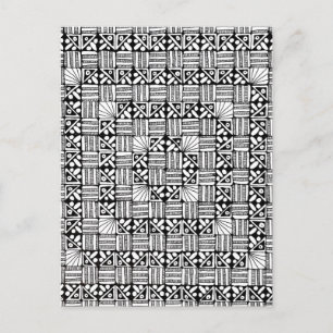 Black White Squares Stripes Pattern Design Postcard