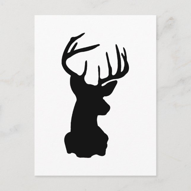 Black & White Stag Head Postcard (Front)