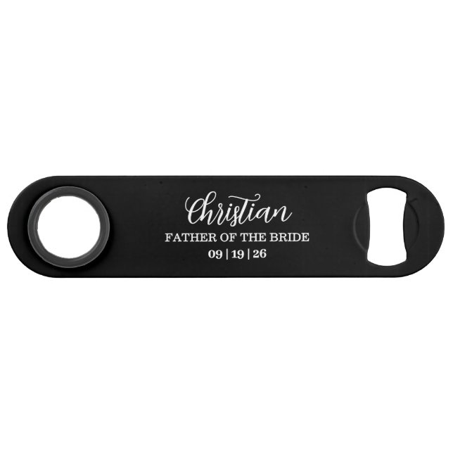 Black & White Stainless Steel Bottle Opener (Front (Horizontal))