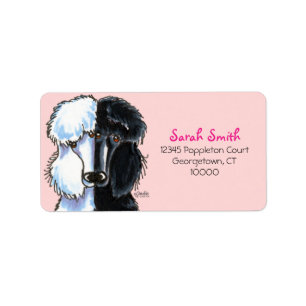 Black White Standard Poodles Large Pink Label