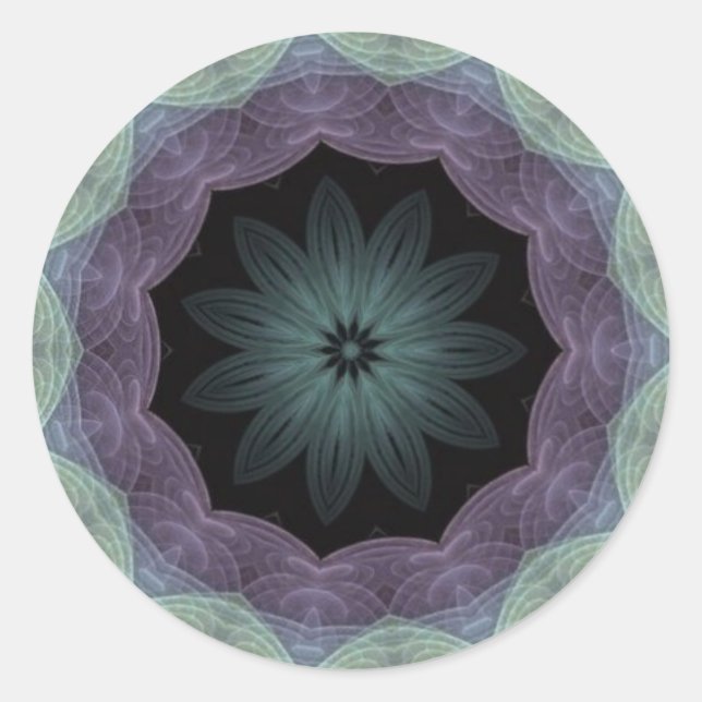 Black White Star Flower Sacred Geometry Sticker (Front)