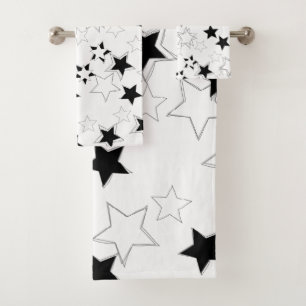 Black & White Stars Bathroom Towel Sets