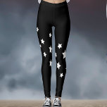 Black White stars Leggings<br><div class="desc">A simple diagonal pattern with white stars on a black background.  Transparent background,  so you can change the colour to fit your style.</div>