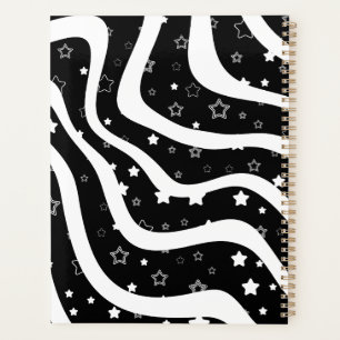 Black &white stars on lines planner