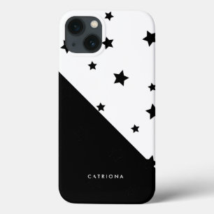 Black & White Stars Patten Abtract Personalised iPhone 13 Case