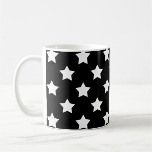Black White Stars Pattern Decorative Coffee Mug