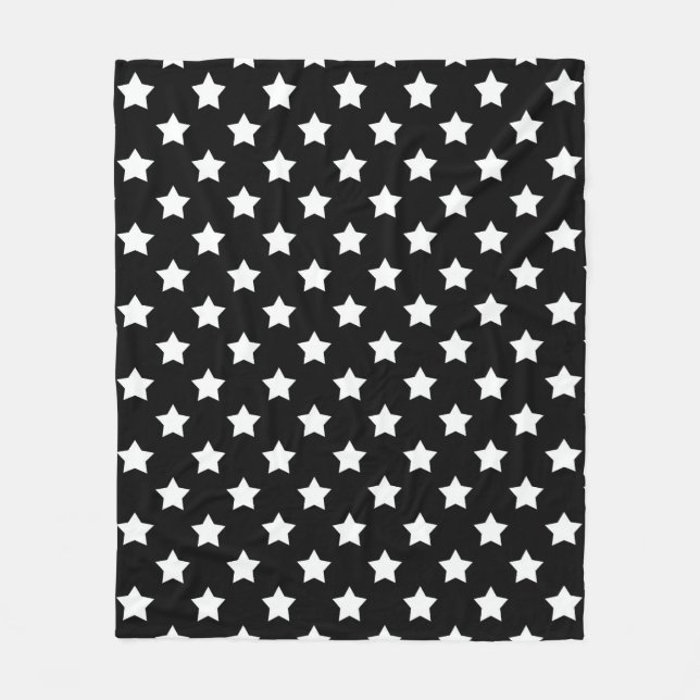 Black White Stars Pattern Decorative Fleece Blanket (Front)