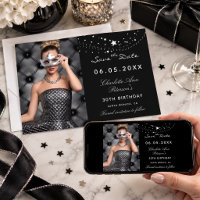 Black white stars photo elegant birthday party