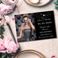 Black white stars photo elegant birthday party
