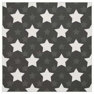Black White Stars Textile Fabric