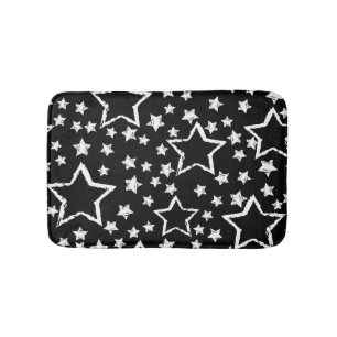 Black, white stars: urban grunge. bath mat