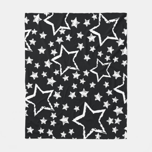 Black, white stars: urban grunge. fleece blanket (Front)