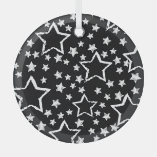 Black, white stars: urban grunge. glass tree decoration