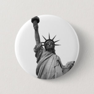 Black & White Statue of Liberty 6 Cm Round Badge