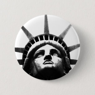 Black & White Statue of Liberty 6 Cm Round Badge