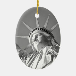 Black White Statue of Liberty Ceramic Tree Decoration