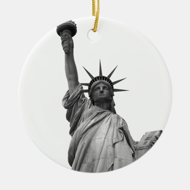 Black & White Statue of Liberty Christmas Tree Decoration (Front)