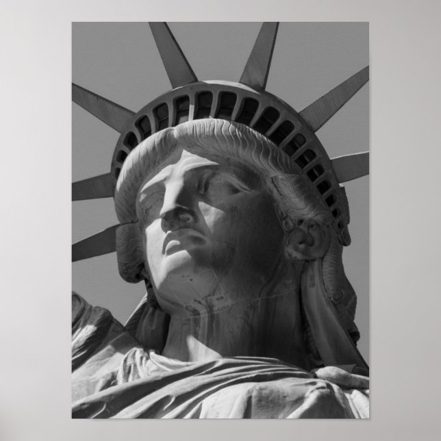Black White Statue of Liberty Close Up Photo Poster (Front)