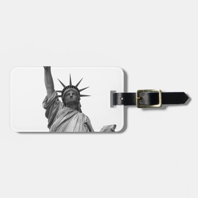 Black & White Statue of Liberty Luggage Tag (Front Horizontal)