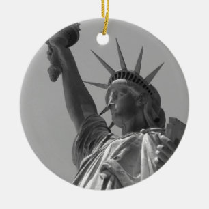Black & White Statue of Liberty New York City Ceramic Tree Decoration