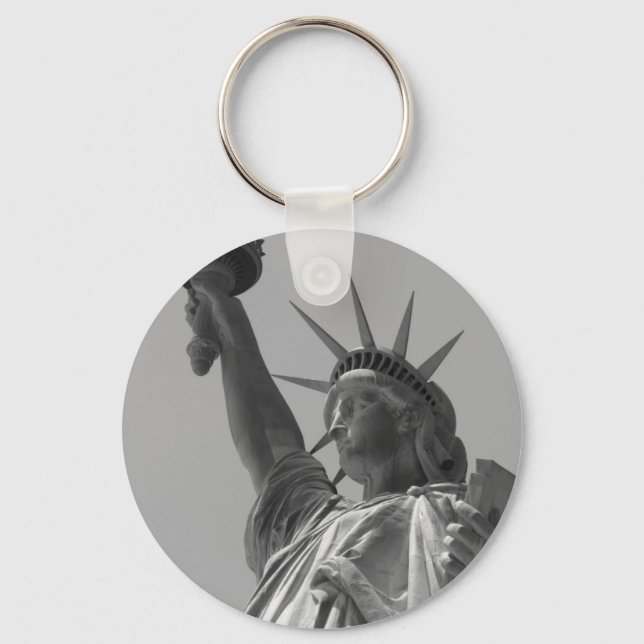 Black & White Statue of Liberty New York City Key Ring (Front)