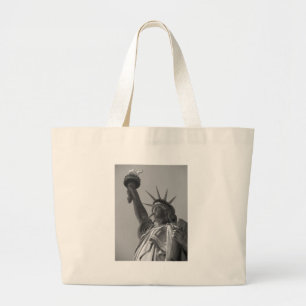 Black & White Statue of Liberty New York City Large Tote Bag