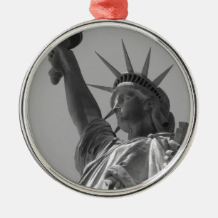 Black & White Statue of Liberty New York City Metal Tree Decoration