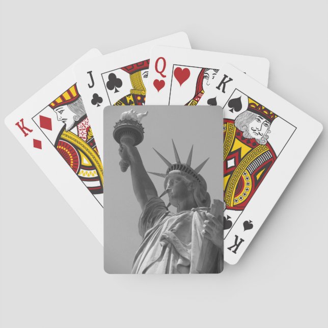 Black & White Statue of Liberty New York City Playing Cards (Back)