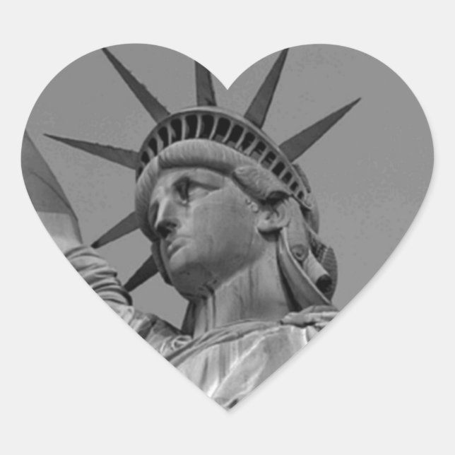 Black & White Statue of Liberty New York Heart Sticker (Front)