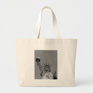 Black & White Statue of Liberty New York Large Tote Bag