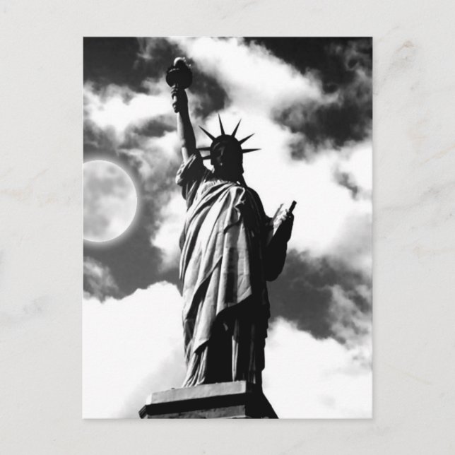 Black White Statue of Liberty New York Postcard (Front)