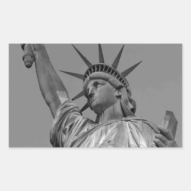 Black & White Statue of Liberty New York Rectangular Sticker (Front)