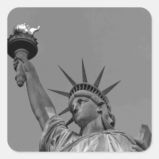 Black & White Statue of Liberty New York Square Sticker (Front)
