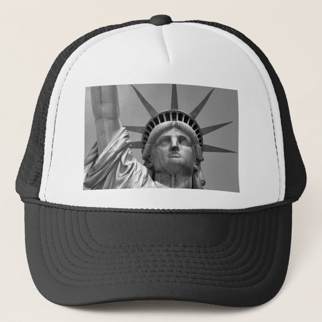 Black & White Statue of Liberty New York Trucker Hat (Front)