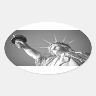 Black White Statue of Liberty Oval Sticker