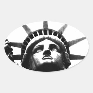 Black & White Statue of Liberty Oval Sticker