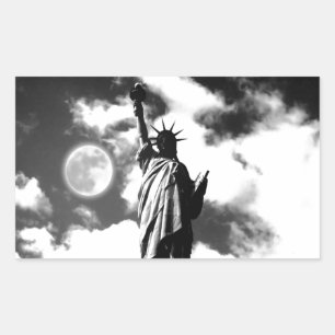 Black & White Statue of Liberty Rectangular Sticker