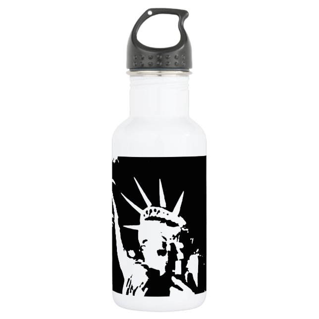 Black & White Statue of Liberty Silhouette 532 Ml Water Bottle (Front)