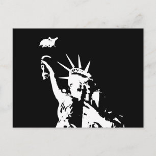 Black & White Statue of Liberty Silhouette Postcard