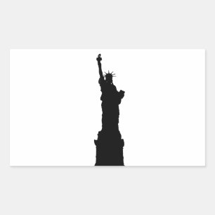 Black & White Statue of Liberty Silhouette Rectangular Sticker