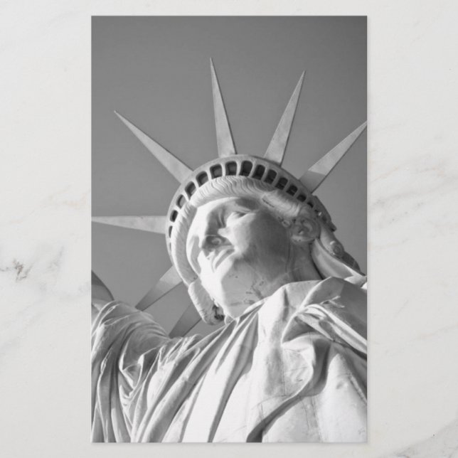 Black White Statue of Liberty Stationery (Front)