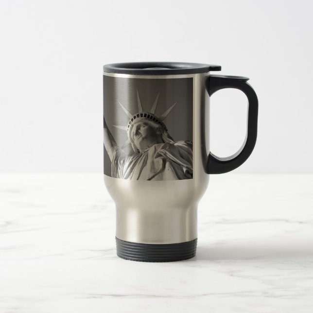 Black White Statue of Liberty Travel Mug (Right)