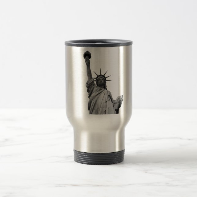 Black & White Statue of Liberty Travel Mug (Center)
