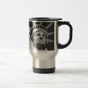 Black & White Statue of Liberty Travel Mug