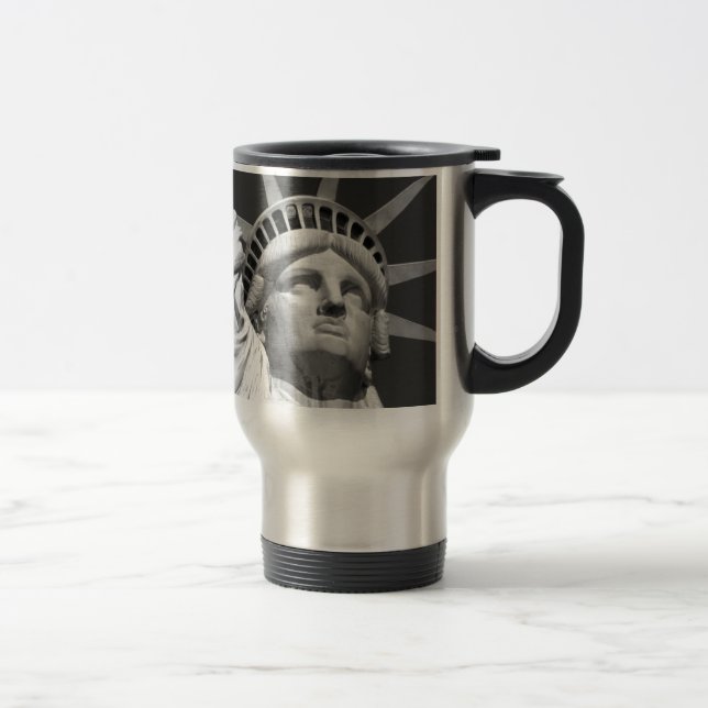 Black & White Statue of Liberty Travel Mug (Right)