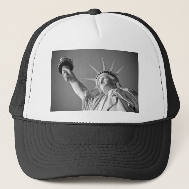 Black White Statue of Liberty Trucker Hat (Front)