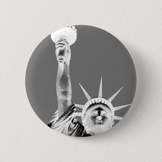 Black & White Statueof Liberty New York City 6 Cm Round Badge (Front)