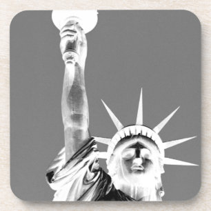 Black & White Statueof Liberty New York City Coaster